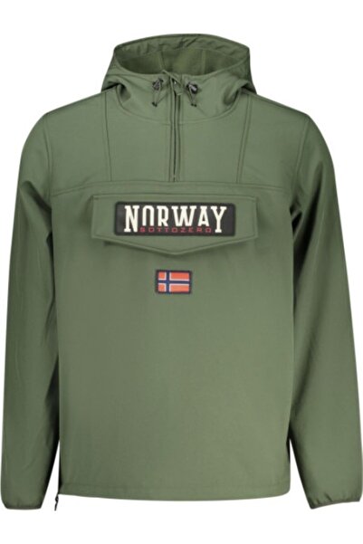 NORWAY 1963 Men's jacket, Soft Shell with Hooded, green, zipper and pockets, XL
