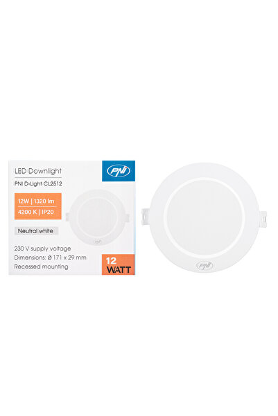 PNI Spot LED D-Light CL2512 12W, recessed, round 17 cm, 4200K