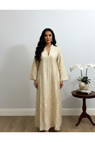 Moda Line Elegant jalabiya with silver embroidery