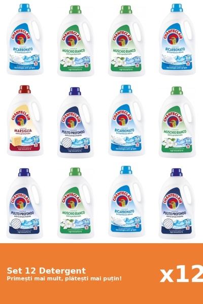 Chanteclair Set 12 Detergent Chanteclair: 4x Bicarbonat, 4x Mosc Alb, 1x Marsilia, 3x Clasic