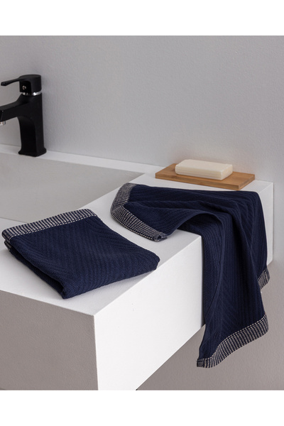 Madame Coco Bonte 2-Pack 100% Cotton Hand Towels - Navy Blue - 30X45 cm
