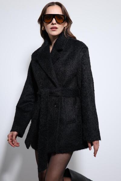 Antioch Black Short Faux Fur Coat