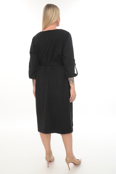 etselements V-Neck Belt Detailed Leather Garnil Dress Ets1012