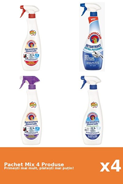 Chanteclair Set 4 Mix Chanteclair: 3 Degresant (Bicarbonat, Marsilia, Mosc Alb), 1 Anticalcar (Puternic)