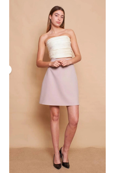 greymoda Fusta clopot din țesătură lycra ușoară cu talie înaltă de culoare neagră