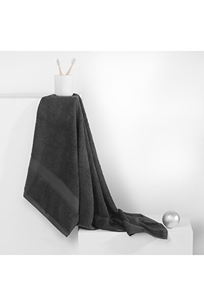 Deco King Bath towel with embroidered cotton border, 425 g/m2, Bamby, 70 x 140 cm, dark grey