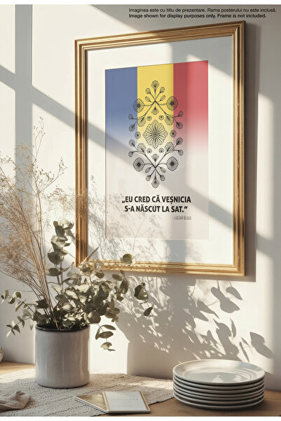 21mxm Canvas Poster with Romanian Patriotic Quote – Unframed on Matte Canvas - Eternity was born in the village