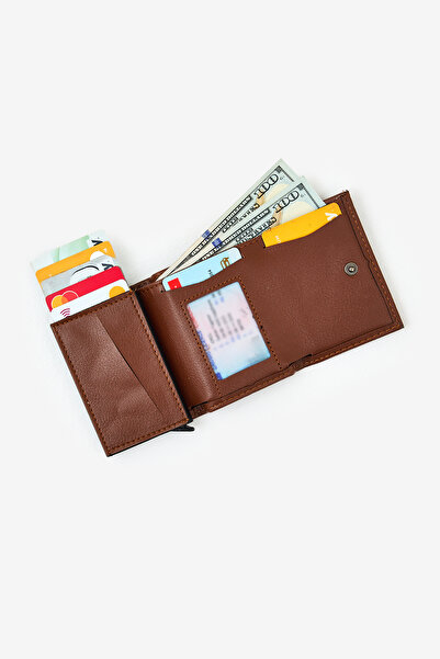 Geco Unisex Vegan Leather Nfc Protected Wallet Card Holder with Cash Compartment and Slide Mechanism