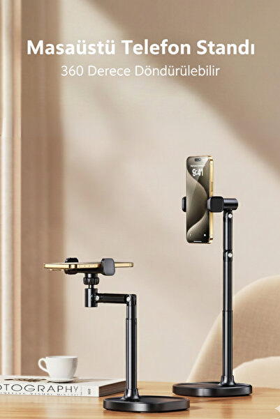 Jopree Masaüstü Telefon Standı 360° Dönme Özelliği Yükseltilebilir-Sarsılmaz