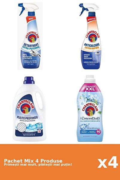 Chanteclair Set 4 Mix Chanteclair: 2 Anticalcar (Puternic, Rapid), 1 Detergent (Clasic), 1 Balsam (Lotus)