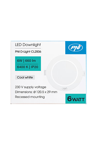 PNI D-Light CL2506 6W LED spot, recessed, round 120 cm, 6400K