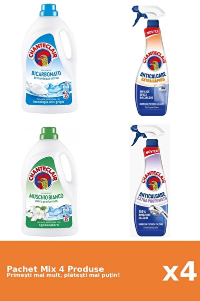 Chanteclair Set 4 Mix Chanteclair: 2 Detergent (Bicarbonat, Mosc Alb), 2 Anticalcar (Parfumat, Rapid)