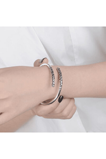 CRM Elegant women's bracelet CRM, retro open semi-adjustable, silver