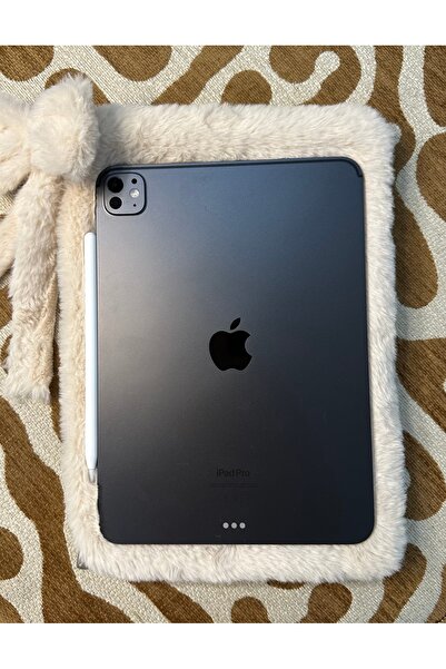 MUTE BAG Plush Tablet Bag / Cream Plush Tablet Case with Bow Charm 11'' - 12'' Inch (30*22)