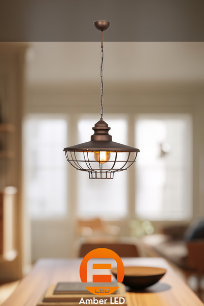 AmberLED Tel Tekli Sarkıt Pütürlü Kahve Metal Gövdeli Yatak Odası Aydınlatma ...