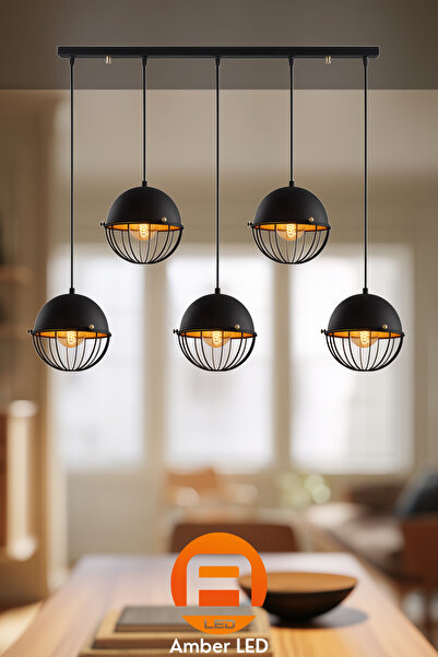 AmberLED Modern Metal Gövdeli 5'Li Sarkıt Aydınlatma Yatak Odası ve Oturma Od...