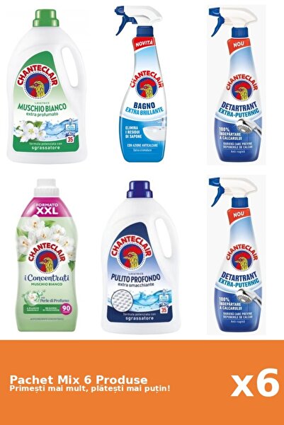 Chanteclair Set 6 Mix: 2 Detergent (Clasic, Mosc Alb), 3 Anticalcar (Puternic...