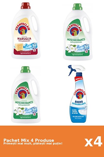 Chanteclair Set 4 Mix Chanteclair: 3 Detergent (Marsilia, Mosc Alb), 1 Anticalcar (Stralucire)