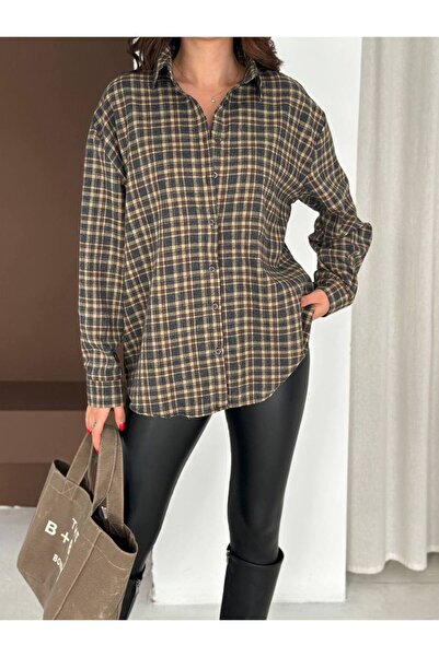 Noa Noa Standard Size Plaid Pattern Long Sleeve Shirt