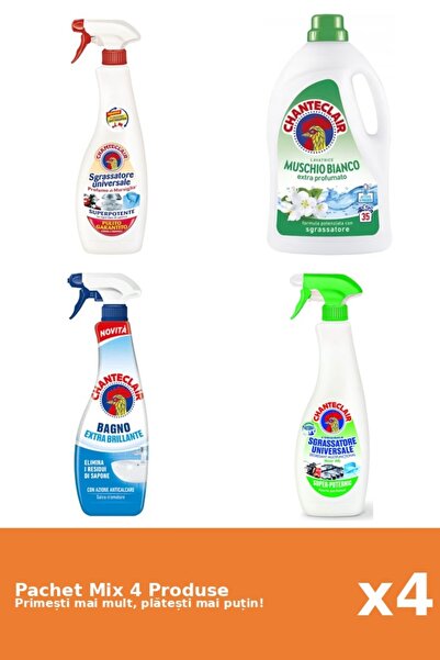 Chanteclair Set 4 Mix: 2 Degreaser (Lemon, Marseille), 1 Detergent (White Musk), 1 Anti-limescale (Shine)