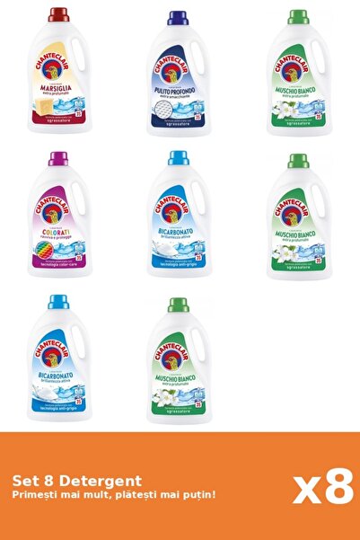 Chanteclair Set of 8 Chanteclair Detergent: 1x Marseille, 1x Classic, 3x White Musk, 1x Color, 2x Bicarbonate