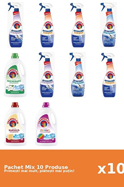 Chanteclair Set 10 Mix: 7 Anticalcar (Parfumat, Puternic, Rapid), 3 Detergent...