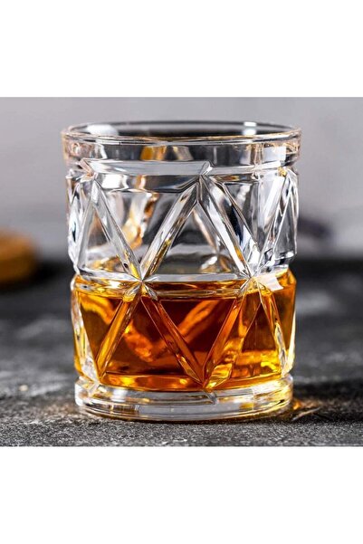 Delisoga Set of 6 whiskey / fine drinks glasses, 350 ml - thick, transparent glass, elegant glasses for the bar