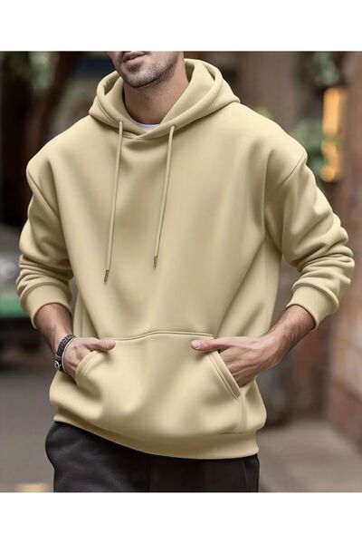 FAVORİST Men's Hooded Plain Unprinted Sweatshirt
