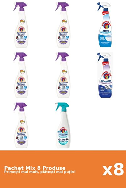 Chanteclair Set 8 Mix: 6 Degreaser (Anti-Odor, Lavender, White Musk), 2 Anti-limescale (Scented, Shine)