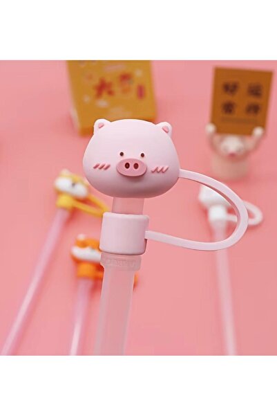 alisa Hayvan Desenli 3D Termos Pipet Kapağı - Yeniden Kullanılabilir, 10mm pi...