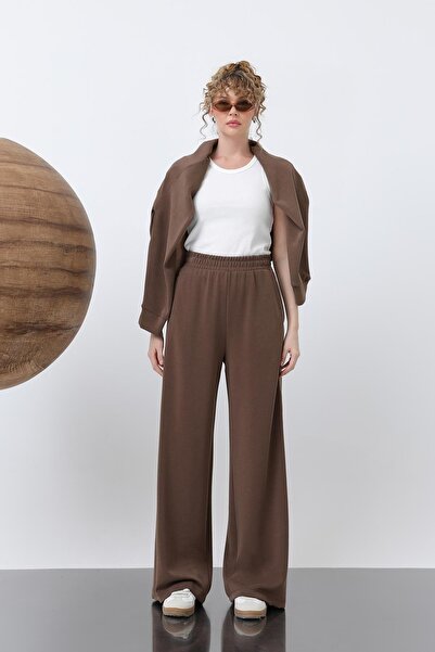 Byelmira Women's Snap Detail Modal Sweatpants Brown