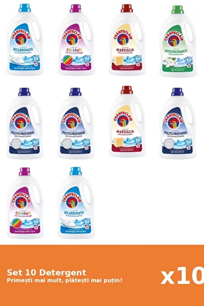 Chanteclair Set 10 Detergent Chanteclair: 2x Bicarbonat, 2x Color, 2x Marsilia, 1x Mosc Alb, 3x Clasic