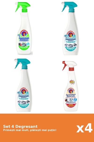 Chanteclair Set of 4 Chanteclair Degreaser: 1x Lemon, 2x Anti-Odor, 1x Marseille
