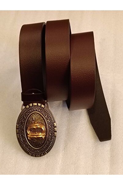 Butik Tülin حزام كاوبوي أصلي للجنسين من جلد العجل الأصلي بنمط بني وحروف D ذهب...