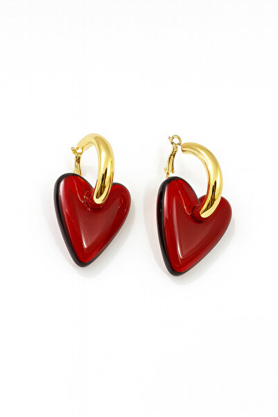 Vi store Steel Red Heart Earrings
