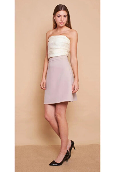 greymoda Fusta clopot din țesătură lycra ușoară cu talie înaltă de culoare neagră