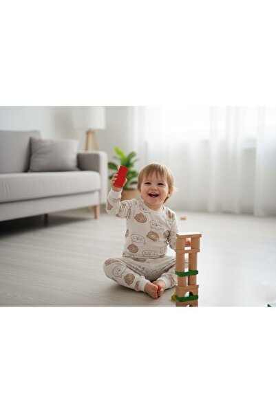 ruhaay طقم أطفال من القطن مطبوع طقم علوي وسفلي لعمر 1-3 سنوات