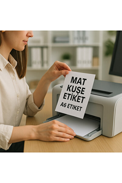OzmeralBaskı 100 Adet Mat Kuşe Yapışkanlı Etiket -10x15 Cm -A6 Boş Sticker-Pa...