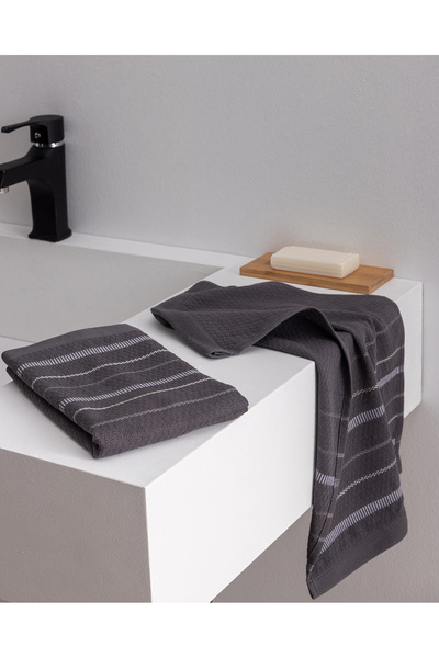 Madame Coco Martel 2-Pack 100% Cotton Hand Towels - Anthracite - 30X45 cm