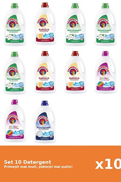 Chanteclair Set 10 Detergent Chanteclair: 4x Mosc Alb, 3x Marsilia, 2x Color, 1x Clasic