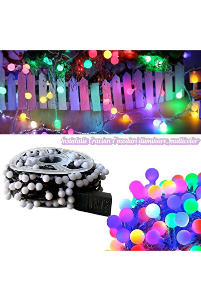 OEM Instalatie Craciun Bile Mari, 50 Metri, 240 LED, 7 Moduri de Miscarе, Multicolor