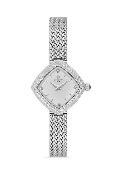 Hislon ساعة يد نسائية QL193S-02SS بسوار من الخيزران
