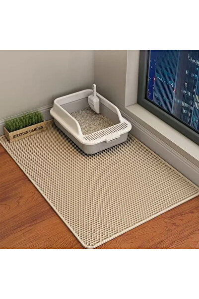 OEM Double-layer waterproof cat litter mat, 90 × 60 cm. Beige.