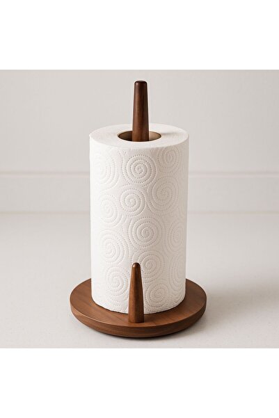 Suo Home Acacia Noir2 Wooden Paper Towel Holder – Kitchen Countertop Roll Paper Holder, Decorative Kitchen Accessory