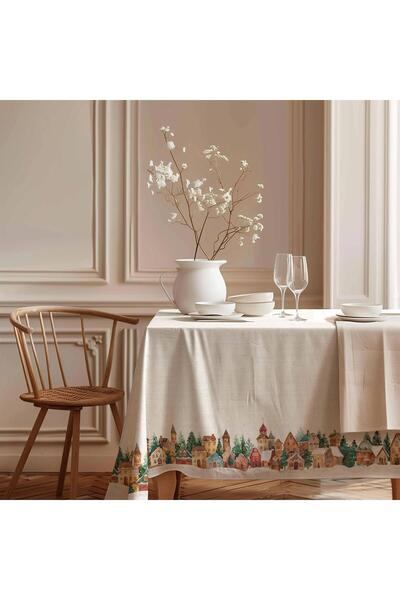 Markaev Snowy Village Cotton Tablecloth Msaort0058