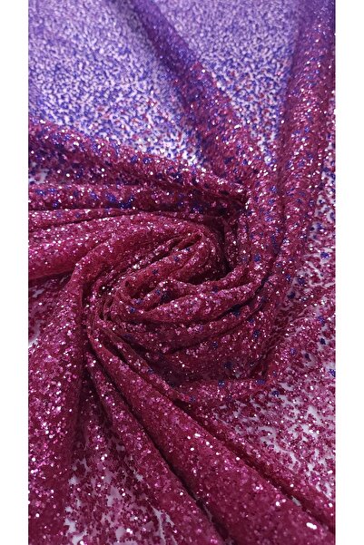 Bunoire Tulle cu aplicații in degrade din minipaiete fucsia si glitter mov