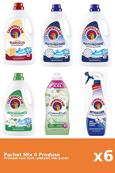 Chanteclair Set 6 Mix: 4 Detergent (Clasic, Marsilia, Mosc Alb), 1 Balsam (Mo...