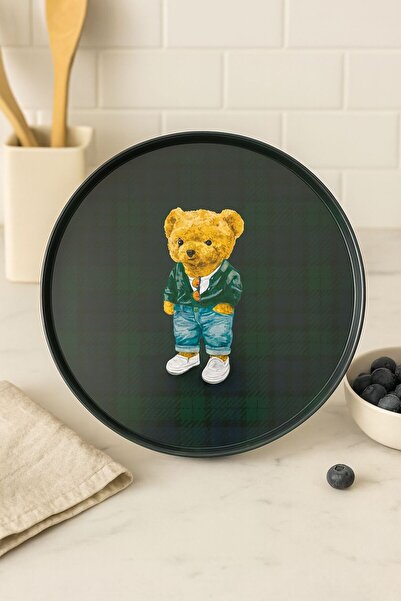 ela777 Tedy Teddy Ayı Bear Collection Sunum Kahve Tepsisi metal 23 Cm