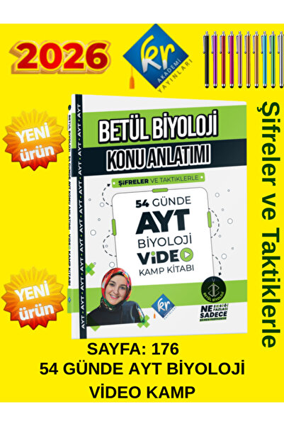 Mert Hoca Yayınları Betül Biyoloji 2026 AYT Biyoloji 54 Günde Video Anlatımlı...