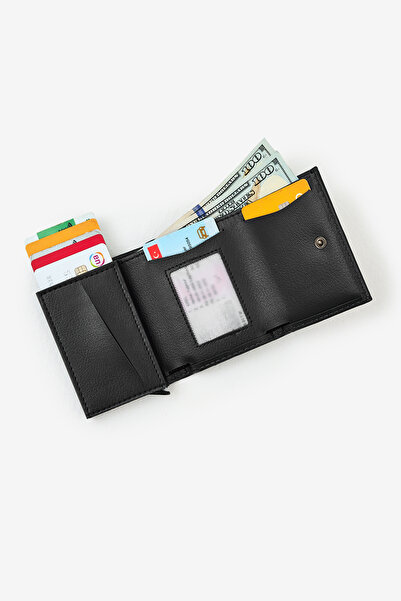 Geco Unisex Vegan Leather Nfc Protected Wallet Card Holder with Cash Compartment and Slide Mechanism